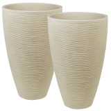 43cm Cream Ribbed Tapered Planter
