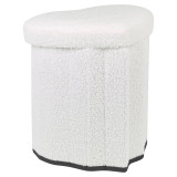 Heart Shape Boucle Storage Ottoman Stool