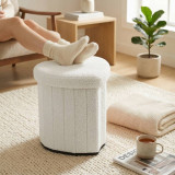 Heart Shape Boucle Storage Ottoman Stool