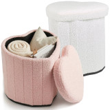 Heart Shape Boucle Storage Ottoman Stool