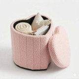 Heart Shape Boucle Storage Ottoman Stool