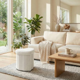 Heart Shape Boucle Storage Ottoman Stool