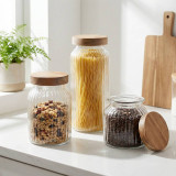 Glass Storage Jar with Wooden Lid