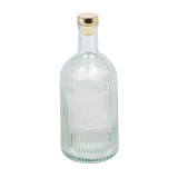 1/3/6 x Ribbed Glass Water Bottle w/ Gold Lid