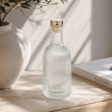 1/3/6 x Ribbed Glass Water Bottle w/ Gold Lid