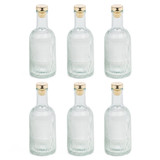 1/3/6 x Ribbed Glass Water Bottle w/ Gold Lid