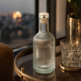 1/3/6 x Ribbed Glass Water Bottle w/ Gold Lid