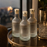 1/3/6 x Ribbed Glass Water Bottle w/ Gold Lid