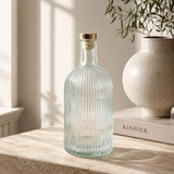 1/3/6 x Ribbed Glass Water Bottle w/ Gold Lid