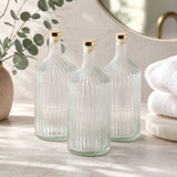 1/3/6 x Ribbed Glass Water Bottle w/ Gold Lid