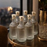 1/3/6 x Ribbed Glass Water Bottle w/ Gold Lid