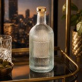 1/3/6 x Ribbed Glass Water Bottle w/ Gold Lid