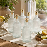 1/3/6 x Ribbed Glass Water Bottle w/ Gold Lid