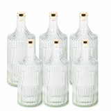 1/3/6 x Ribbed Glass Water Bottle w/ Gold Lid