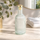 1/3/6 x Ribbed Glass Water Bottle w/ Gold Lid