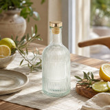 1/3/6 x Ribbed Glass Water Bottle w/ Gold Lid
