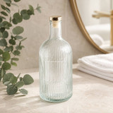 1/3/6 x Ribbed Glass Water Bottle w/ Gold Lid