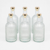 1/3/6 x Ribbed Glass Water Bottle w/ Gold Lid