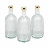 1/3/6 x Ribbed Glass Water Bottle w/ Gold Lid