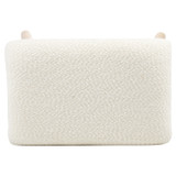 White Boucle Footstool with Wood Legs