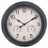 30cm Black Analogue Wall Clock with Thermometer & Humidity