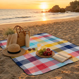 127x152cm Waterproof Picnic Blanket 3 Assorted Colours