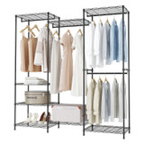 174cm 4 Rail Wire Garment Rack with 8 Shelves