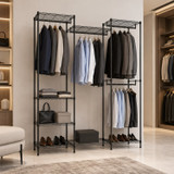174cm 4 Rail Wire Garment Rack with 8 Shelves