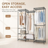 174cm 4 Rail Wire Garment Rack with 8 Shelves