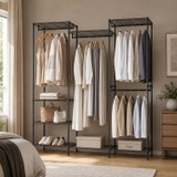 174cm 4 Rail Wire Garment Rack with 8 Shelves