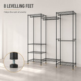 174cm 4 Rail Wire Garment Rack with 8 Shelves