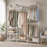 174cm 4 Rail Wire Garment Rack with 8 Shelves