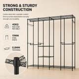 195cm 4 Column Wire Wardrobe with 4 Rails and 6 Shelves