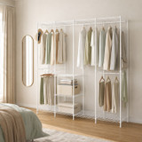 195cm 4 Column Wire Wardrobe with 4 Rails and 6 Shelves