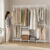 195cm 4 Column Wire Wardrobe with 4 Rails and 6 Shelves