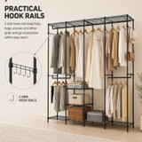 195cm 4 Column Wire Wardrobe with 4 Rails and 6 Shelves