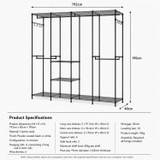 195cm 4 Column Wire Wardrobe with 4 Rails and 6 Shelves