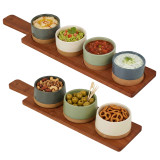 4/5 Piece Bamboo Dip Bowl Serving Set