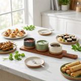 4/5 Piece Bamboo Dip Bowl Serving Set