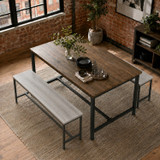 Set of 2 Industrial Dining Bench