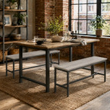 Set of 2 Industrial Dining Bench