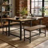 Set of 2 Industrial Dining Bench