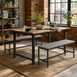 Set of 2 Industrial Dining Bench
