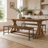 Set of 2 Industrial Dining Bench