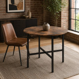 80cm Round Wooden Dining Table with X Frame Legs