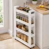 Slim 4-Tier Rolling Kitchen Storage Trolley