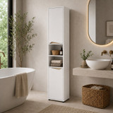 160cm Tall Bathroom Cabinet w/ 2 Doors & Open Shelves