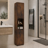 160cm Tall Bathroom Cabinet w/ 2 Doors & Open Shelves