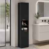 160cm Tall Bathroom Cabinet w/ 2 Doors & Open Shelves