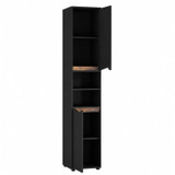 160cm Tall Bathroom Cabinet w/ 2 Doors & Open Shelves
